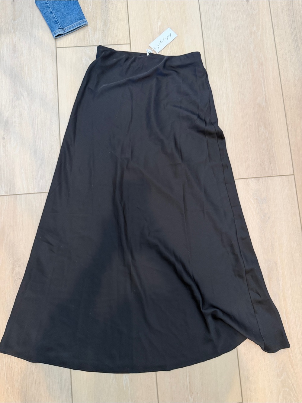 Petal & Pup Black Nellie Satin Midi Skirt - Picture 3 of 6
